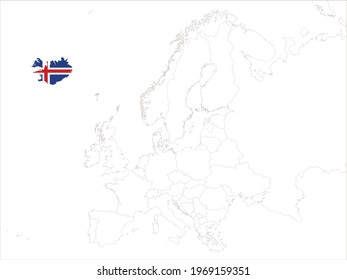 the position of Iceland in relation to the map of Europe