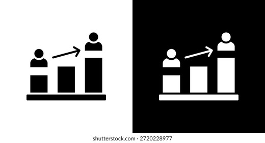 Icono de posición lleno en blanco y negro.