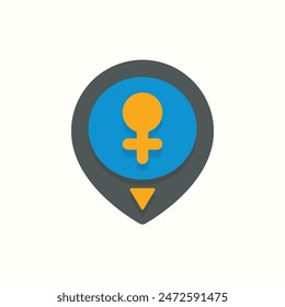 icono de la posición, ilustración aislada del icono del día de las mujeres del color plano
