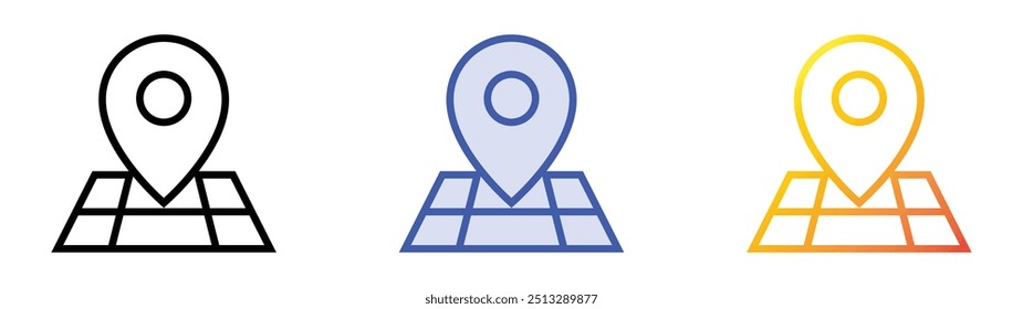 position icon. Linear, Blue Fill and Gradient Style Design Isolated On White Background