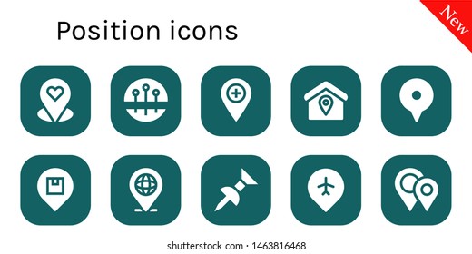 position icon set. 10 filled position icons.  Collection Of - Placeholder, Pins, Location, Pin, Placeholders
