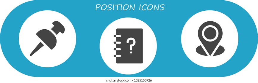 position icon set. 3 filled position icons.  Simple modern icons about  - Pin, Contacts, Placeholder