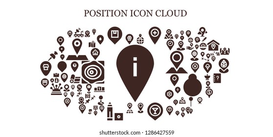  position icon set. 93 filled position icons. Simple modern icons about  - Placeholder, Satellite dish, Location, Marker, Pin, Maps, Area, Contact, Yoga, Position, Mapping, Location pin