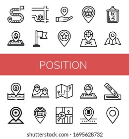 position icon set. Collection of Destination, Location, Placeholder, Place, Logogram, Navigator, Location pin, Marker icons