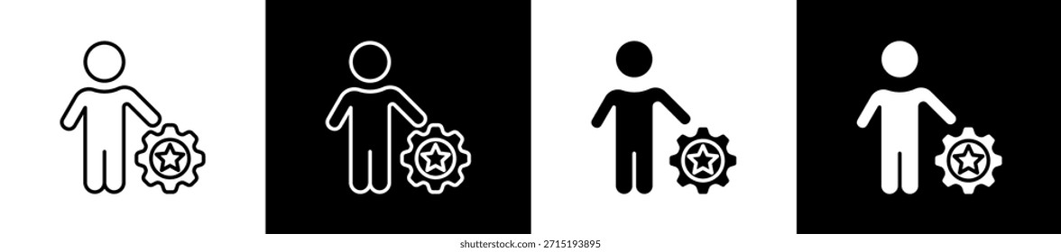 Positionssymbol in Linien- und Glyphenformat auf schwarz-weißem Hintergrund
