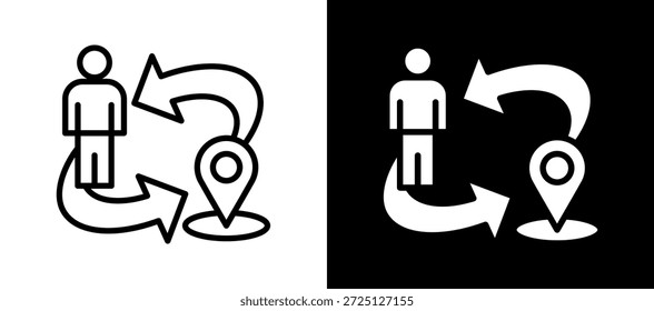 Icono de posición blanco negro Ilustración vectorial