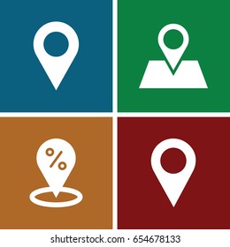Position icons set. set of 4 position filled icons such as location pin, location