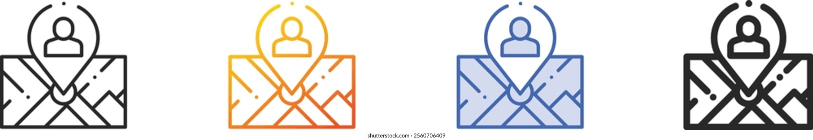 position icon.Thin Linear, Gradient, Blue Stroke and bold Style Design Isolated On White Background