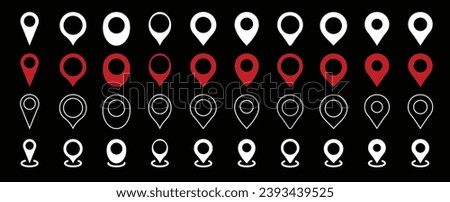 Position line and fill icon set. sign and symbol. destination icon. Diverse map pin
