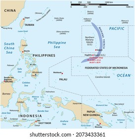 Position Map Mariana Trench Oceania Stock Vector (Royalty Free ...