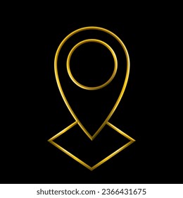Icono de posición del pasador de mapa. Colección de conjuntos de iconos metálicos de oro.