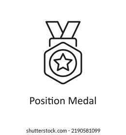 Ilustración de diseño de iconos de contorno de vector Medal de posición. Símbolo de deportes y premios sobre fondo blanco Archivo EPS 10