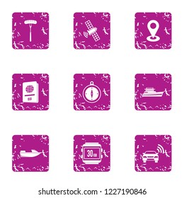 Position place icons set. Grunge set of 9 position place vector icons for web isolated on white background