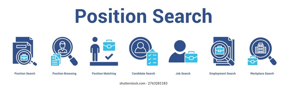 Position Search web banner icon set vector illustration concept for business with icon of Position Search, and more.