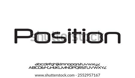Position sports abstract digital tech font. Logo creative font, type, technology, movie, digital, music, movie. Font and illustration in vector format.

