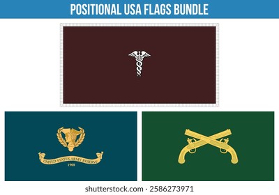 Positional USA Flags Bundle Vector Illustration Premium Quality