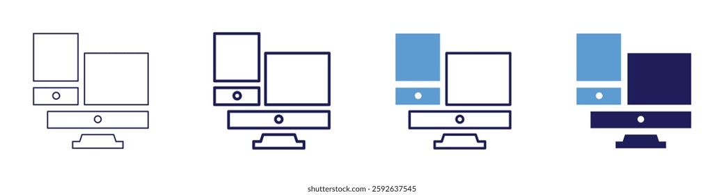 Positioning device icon in 4 different styles. Thin Line, Line, Bold Line, Duotone. Duotone style. Editable stroke.