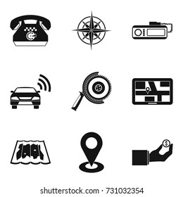 Positioning icons set. Simple set of 9 positioning vector icons for web isolated on white background