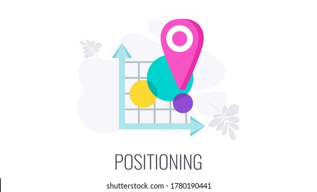 Positioning In Marketing Icon. Value Of A Product Or Brand In The Minds Of Potential Buyers. Promotion Marketing Strategy. Flat Vector Illustration.