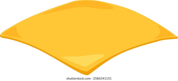 Positioning a single slice of yellow processed cheese in a diamond or rhombus shape creates a visually appealing and simple image, perfect for food related designs and illustrations