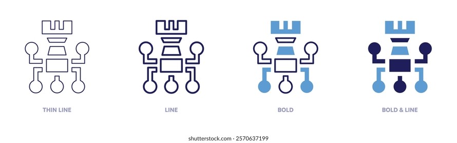 Positioning strategy icon in 4 different styles. Thin Line, Line, Bold, and Bold Line. Duotone style. Editable stroke.