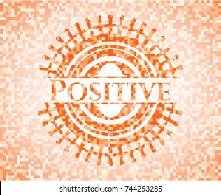 Positive abstract orange mosaic emblem