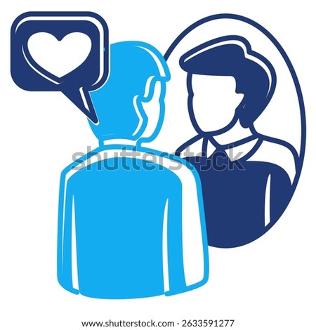 Positive Affirmation icon represented by look in the mirror Dualtone style.