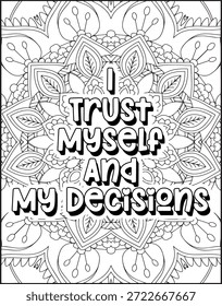 Positive Affirmation Quote Malvorlage für Erwachsene. Positive Zitat Mandala Malvorlage. Schwöre die Malvorlage für Erwachsene