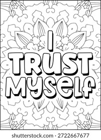 Positive Affirmation Quote Malvorlage für Erwachsene. Positive Zitat Mandala Malvorlage. Schwöre die Malvorlage für Erwachsene