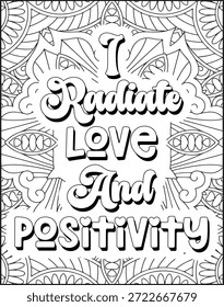 Positive Affirmation Quote Malvorlage für Erwachsene. Positive Zitat Mandala Malvorlage. Schwöre die Malvorlage für Erwachsene