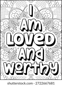 Positive Affirmation Quote Malvorlage für Erwachsene. Positive Zitat Mandala Malvorlage. Schwöre die Malvorlage für Erwachsene