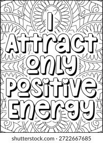 Positive Affirmation Quote Malvorlage für Erwachsene. Positive Zitat Mandala Malvorlage. Schwöre die Malvorlage für Erwachsene