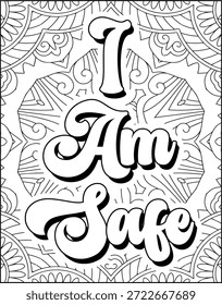 Positive Affirmation Quote Malvorlage für Erwachsene. Positive Zitat Mandala Malvorlage. Schwöre die Malvorlage für Erwachsene