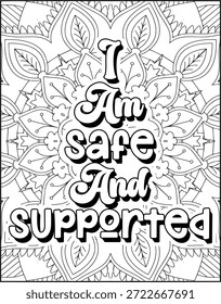Positive Affirmation Quote Malvorlage für Erwachsene. Positive Zitat Mandala Malvorlage. Schwöre die Malvorlage für Erwachsene