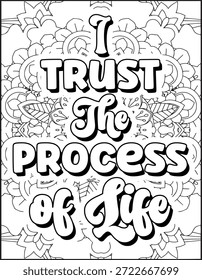 Página para colorear de cotización de afirmación positiva para adultos. Página para colorear de Mandala de cita positiva. Página para colorear de Swear Adult