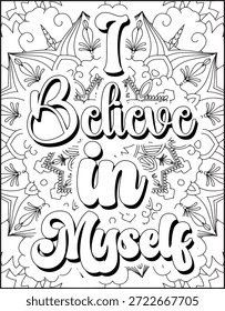 Positive Affirmation Quote Malvorlage für Erwachsene. Positive Zitat Mandala Malvorlage. Schwöre die Malvorlage für Erwachsene