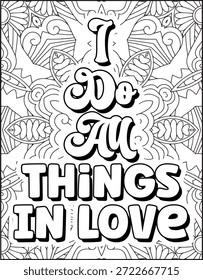 Página para colorear de cotización de afirmación positiva para adultos. Página para colorear de Mandala de cita positiva. Página para colorear de Swear Adult