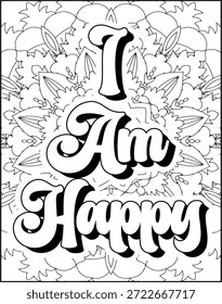 Positive Affirmation Quote Malvorlage für Erwachsene. Positive Zitat Mandala Malvorlage. Schwöre die Malvorlage für Erwachsene
