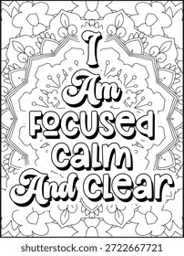 Positive Affirmation Quote Malvorlage für Erwachsene. Positive Zitat Mandala Malvorlage. Schwöre die Malvorlage für Erwachsene