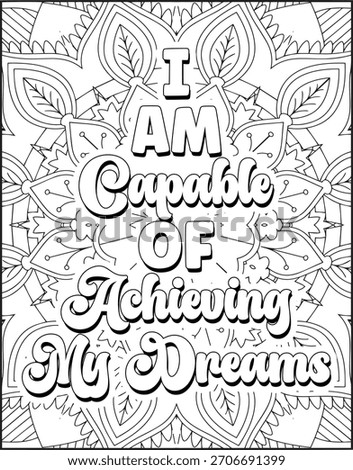 Positive Affirmation Quote Coloring Page for Adults. Positive Quote Coloring Page