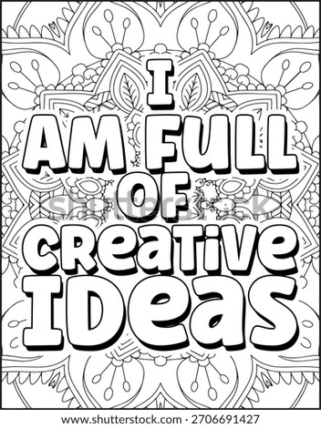 Positive Affirmation Quote Coloring Page for Adults. Positive Quote Coloring Page