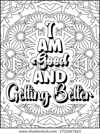 Positive Affirmation Quote Coloring Page for Adults. Positive Quote Mandala Coloring Page. Swear Adult Coloring Page
