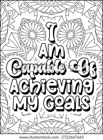 Positive Affirmation Quote Coloring Page for Adults. Positive Quote Mandala Coloring Page. Swear Adult Coloring Page