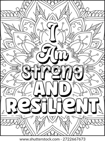 Positive Affirmation Quote Coloring Page for Adults. Positive Quote Mandala Coloring Page. Swear Adult Coloring Page