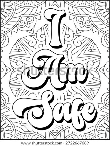 Positive Affirmation Quote Coloring Page for Adults. Positive Quote Mandala Coloring Page. Swear Adult Coloring Page
