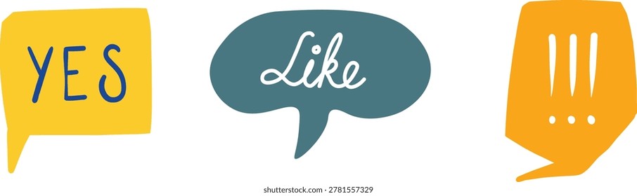 Positive affirmation and social media interaction symbols in a row