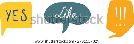 Positive affirmation and social media interaction symbols in a row