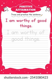 Positive Affirmation Worksheets for Kids" boost confidence and resilience with fun, engaging activities that encourage positive self-talk and a growth mindset.