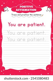 Las "Hojas de trabajo de afirmación positiva para niños" aumentan la confianza y la resiliencia con actividades divertidas y atractivas que fomentan la autoestima positiva y una mentalidad de crecimiento.