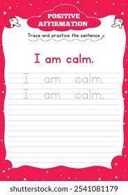 Las "Hojas de trabajo de afirmación positiva para niños" aumentan la confianza y la resiliencia con actividades divertidas y atractivas que fomentan la autoestima positiva y una mentalidad de crecimiento.